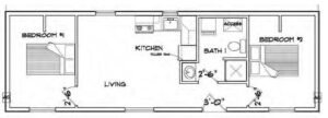 2 BEDROOM 1 BATH CREW QUARTERS BUNKHOUSE FLOOR PLAN